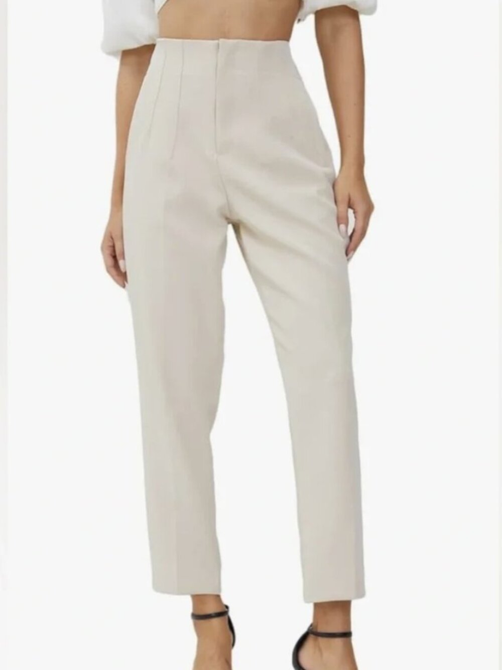 Ivory High-Waisted Trousers - Zara - Size S